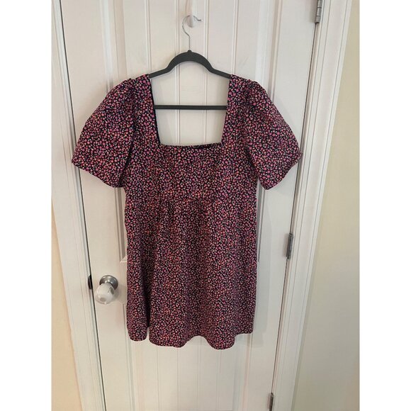 Draper James Dottie Babydoll Floral Poppy‎ Square Neck Shift Dress Sz Large - Picture 2 of 6